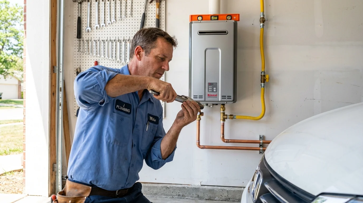 Tankless water heater installation by a Johns Plumbing LLC plumber in Tatum